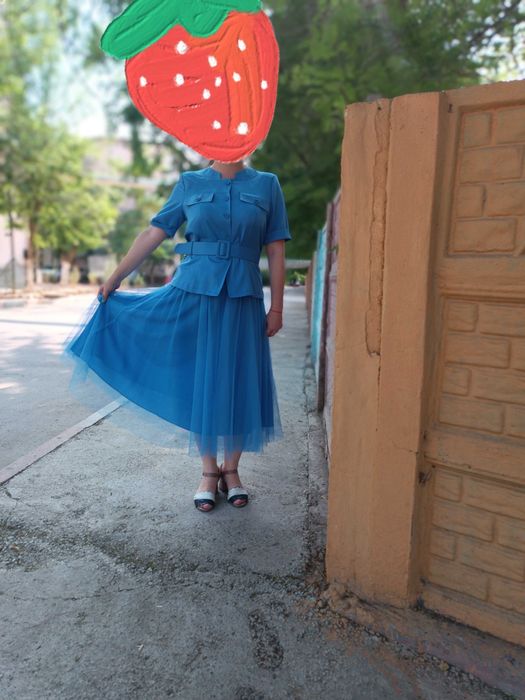 Костюм двойка голубой