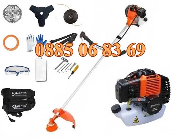 Четиритактов бензинов тример 74 куб., моторна косачка за трева + самар