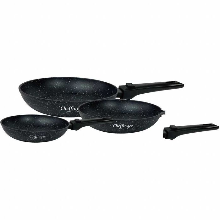 Комплект 3 бр. индукционни тигани Cheffinger с подвижни дръжки