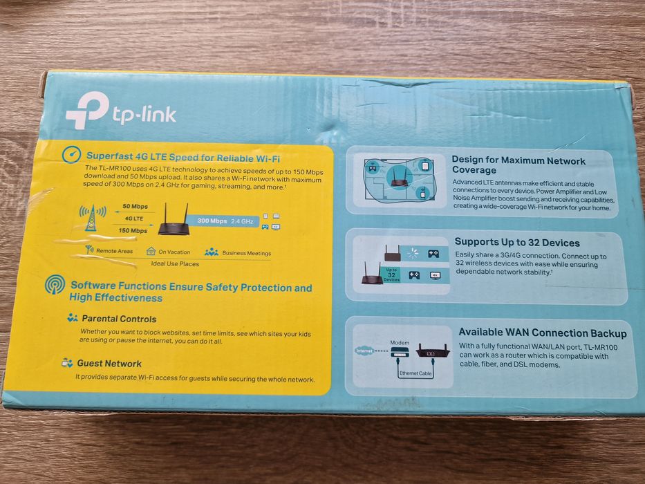 TP-Link 4G LTE Рутер за Sim карта TL-MR100