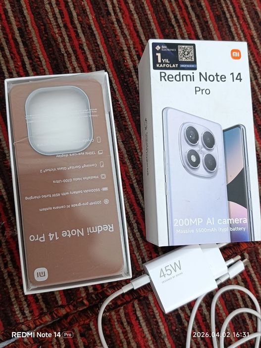 Redmi not 14 pro 
yangi xoli 1 oy boʻldi olinganiga
Narxi 2.500 
Obmen