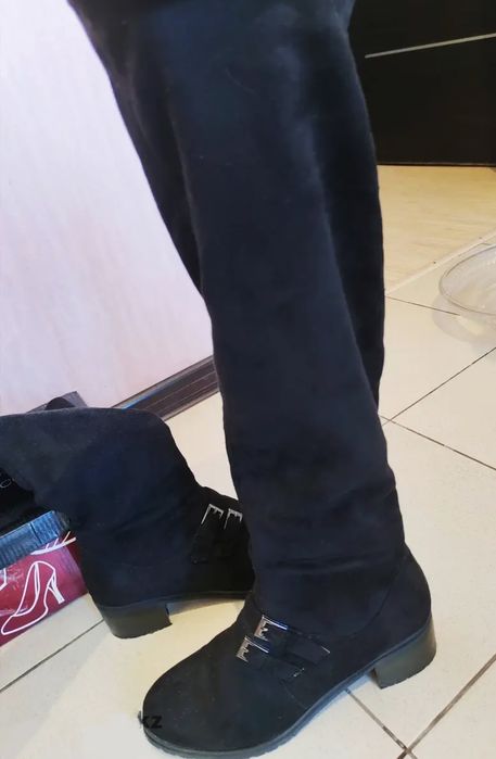 Сапоги длинные ботфорды замшевые