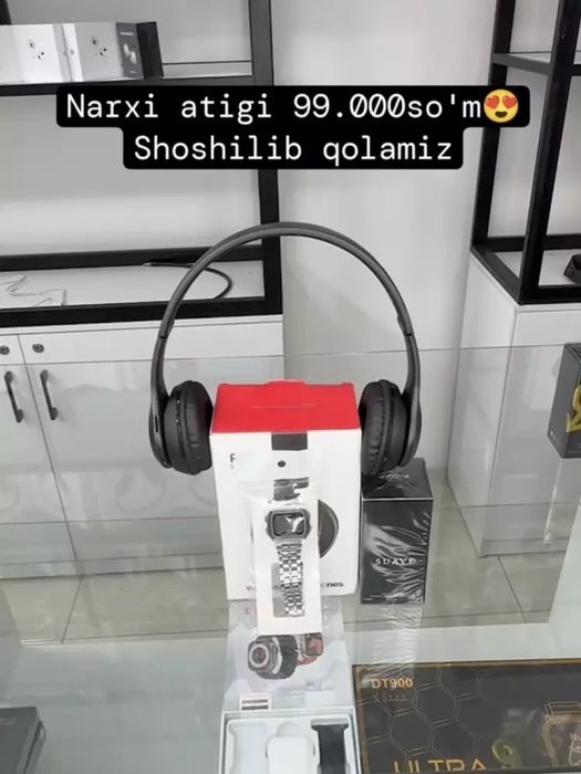 Quloqchin va casio soat, atir to’plami bonusga