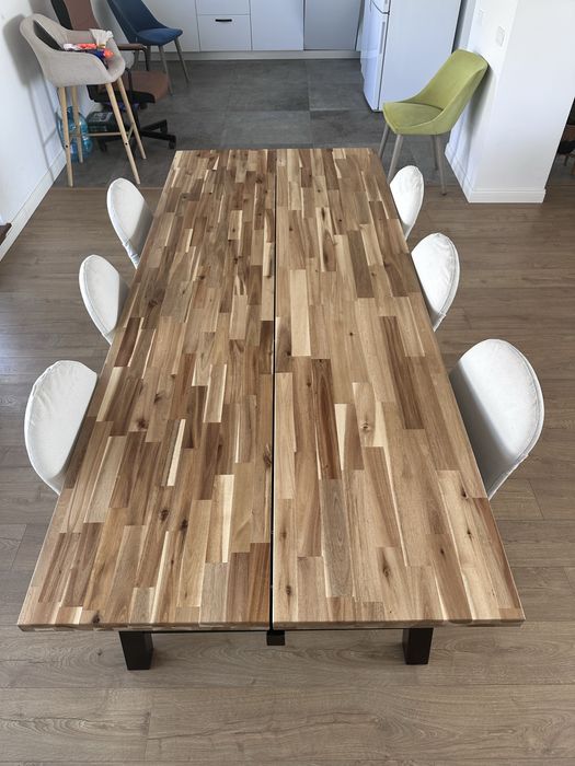 Masă, acacia/negru, 160x81x74