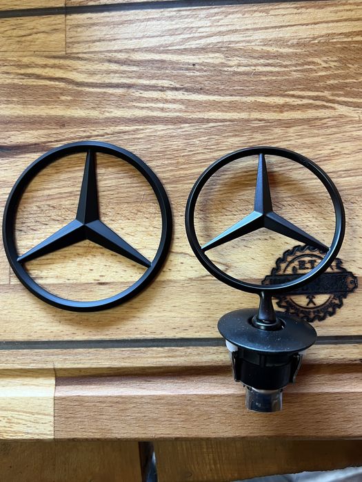 Emblema stema capota fata Mercedes C E S class crom gri negru