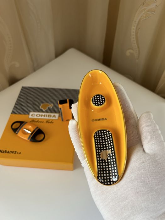 Подаръчен комплект Cohiba – запалка 2 пламъка, резачка, пепелник