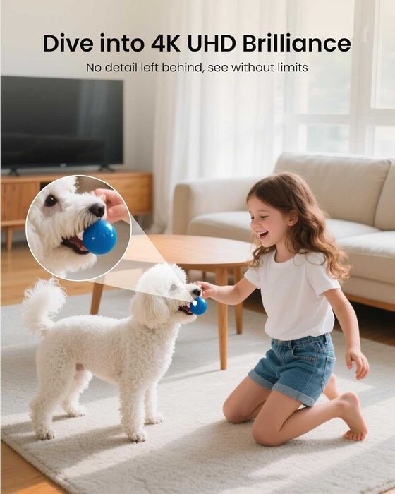 AKINGUAR 4K 8MP Безжична вътрешна камера, 2.4G/5GHz WiFi, 64GB карта