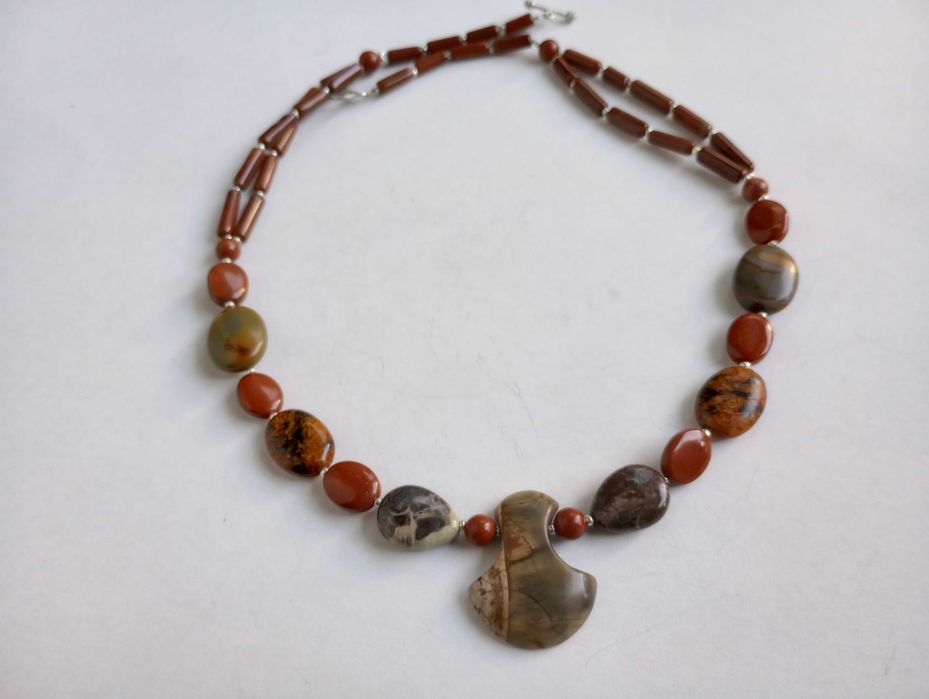 colier mix pietre naturale,jasp rosu,boho chic