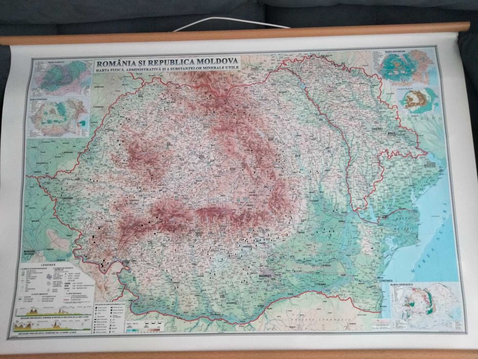 Harta României Fizico - Geografică profesională