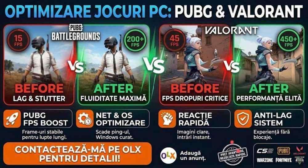 Optimizare PC & Laptop Windows 10/11 | Mai multe FPS, Fără Lag în Jocuri de la 50 lei