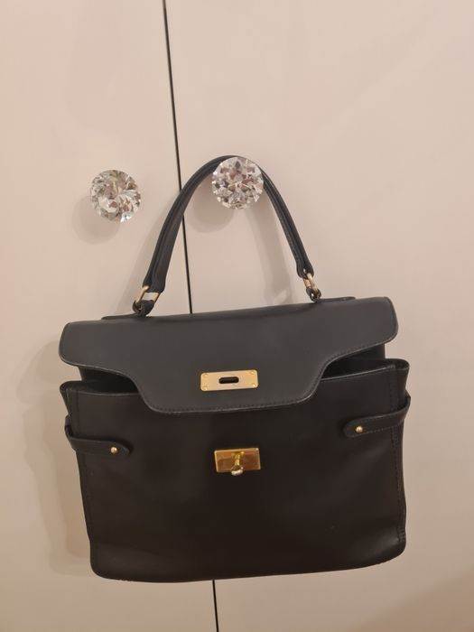 Geanta piele naturala neagra