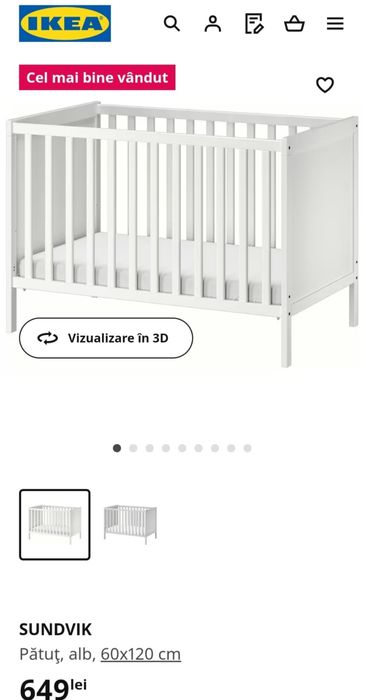 Pătuț bebe și saltea cocos