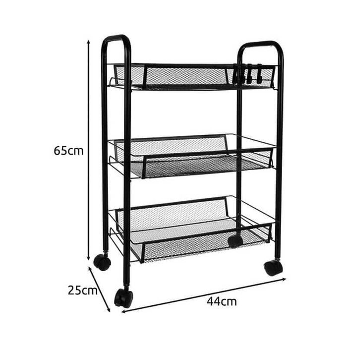 Мобилна етажерка, с 3 рафта и 4 закачалки, за кухня, баня или офис