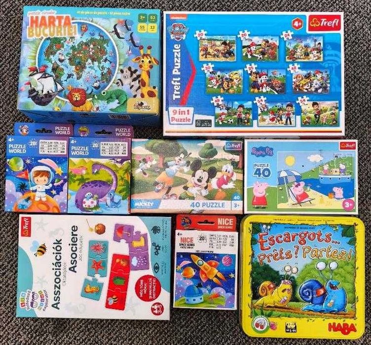 30 puzzle-uri + alte jucării diverse, plus 3 cadouri (3+ ani)