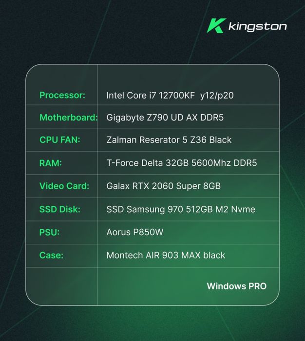 Игровой мощный компьютер i7 12700kf