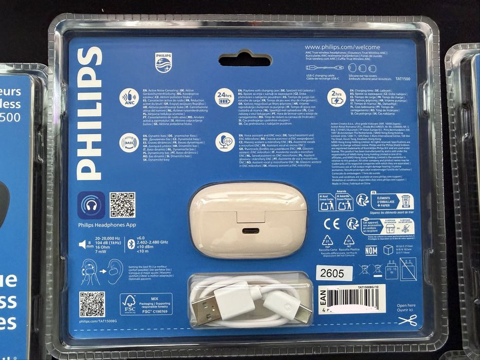 OKAZIE - Pachet [4 + 2 GRATIS] Casti Wireless ORIGINALE PHILIPS cu Anulare Zgomot, Extra BASS, Mod Transparenta  Premium CADOU Ideal