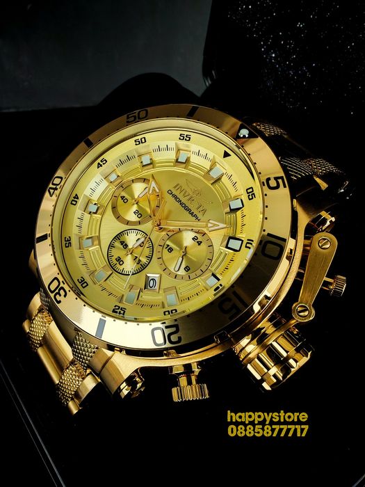 INVICTA Chronograph Full Metal Gold 52mm, Инвикта нов часовник