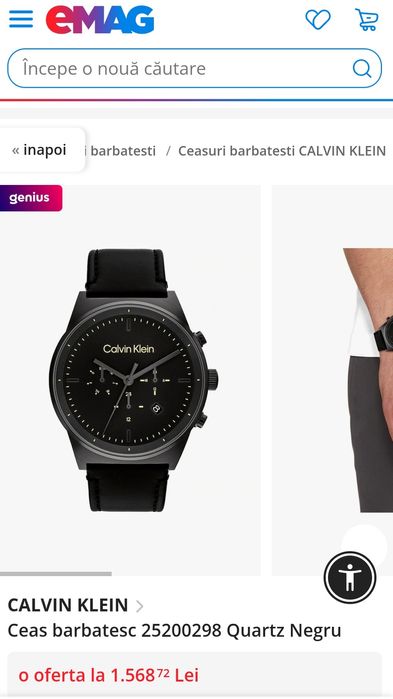 Ceas barbatesc CALVIN KLEIN 25200298 Quartz Negru, produs nou