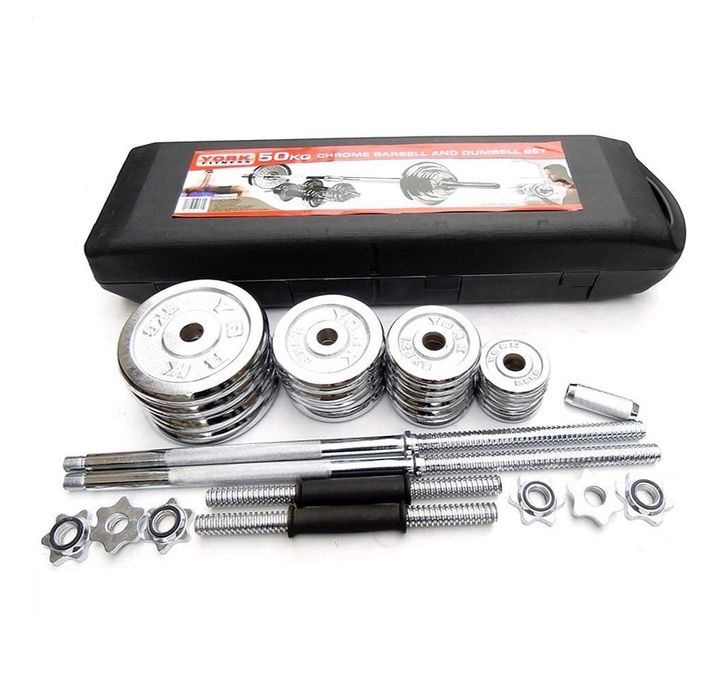 Набор гантели и штанга два вида