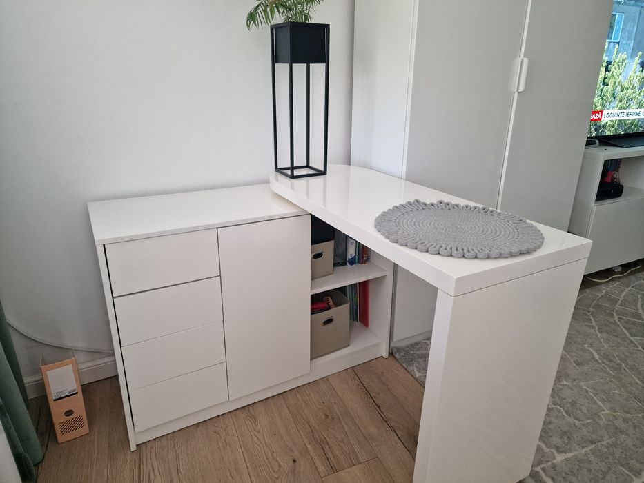 Birou alb extensibil