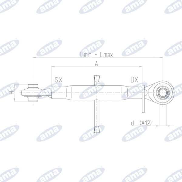 Tirant central manual categoria 2 filet M27X3 mm lungime minima 620mm si maxima 850 mm