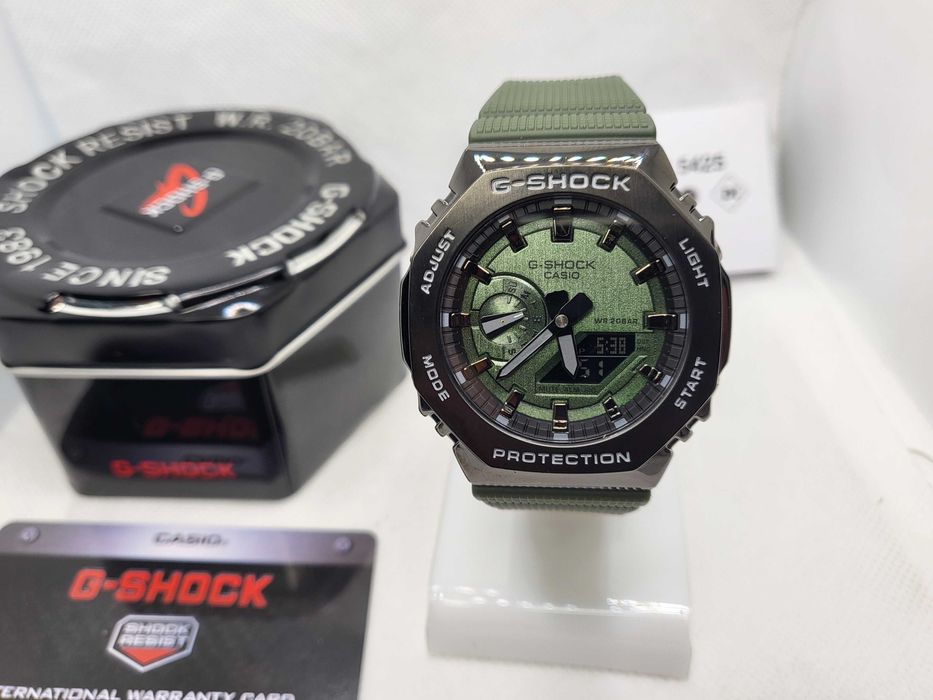 Ceas Casio G shock GM 2100b 3aer, Metal Army Green .Nou, Garantie 2ani
