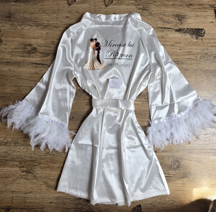 Halat +  papuci mireasă PERSONALIZATE