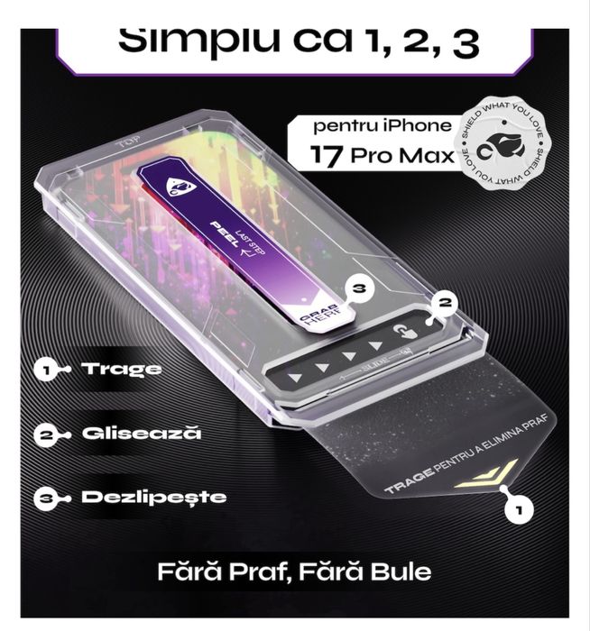 Husa kevlar aramida 110 lei si geam iphone 17 pro max 40 lei