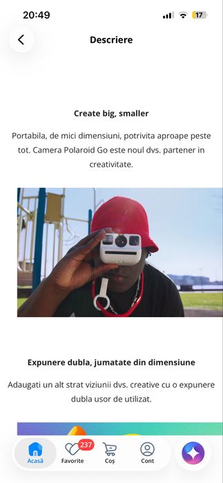 Polaroid Go – aparat cameră  poze instant compactă, ca nouă