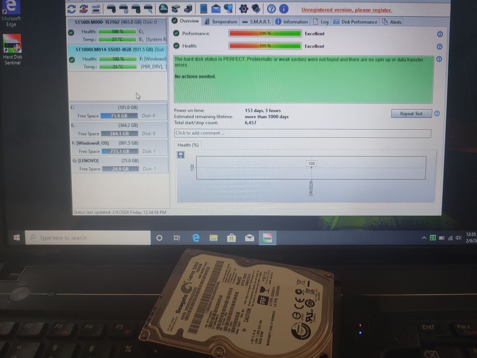 Hard disk SShD de laptop de 1Tb 1000gb SShD - 100% Sentinell