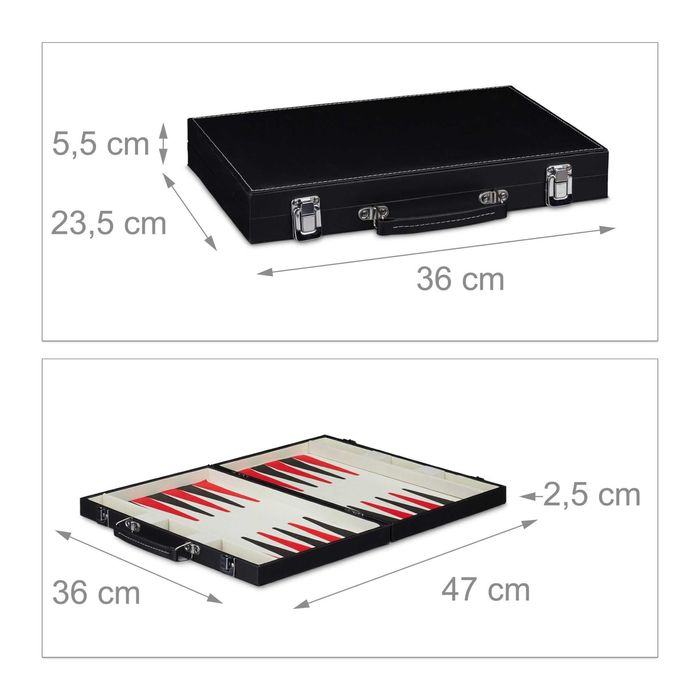 Joc table/backgammon premium in valiza eleganta negru 47 x 36 cm