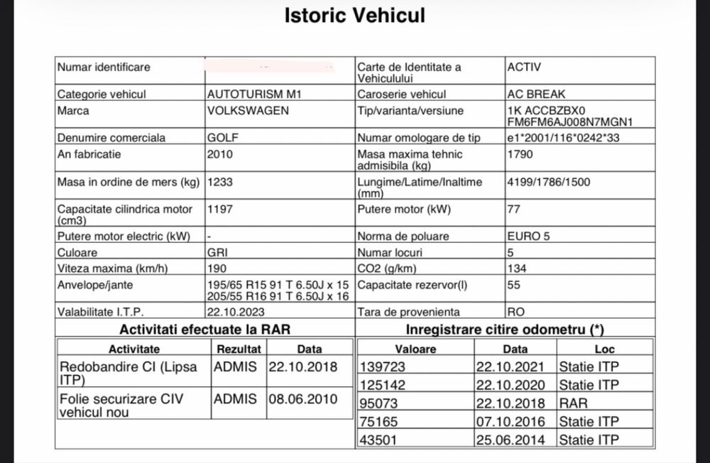 Volkswagen Golf 6 – 1.2 TSI – 2010 – 160.000 km – 5500 €