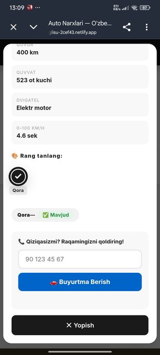 Avtosalon, Mebel va shunga oxshash tovarlar qoyish mumkin website