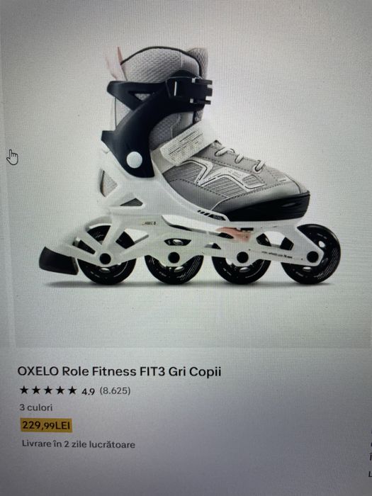 OXELO Role Fitness FIT3 Gri copii, mar.  35-38