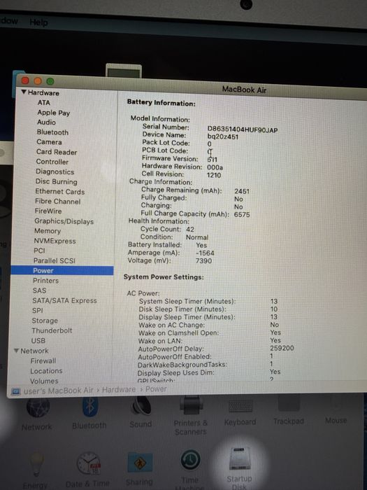 Apple Macbook air 13” A1466 EMC 2632