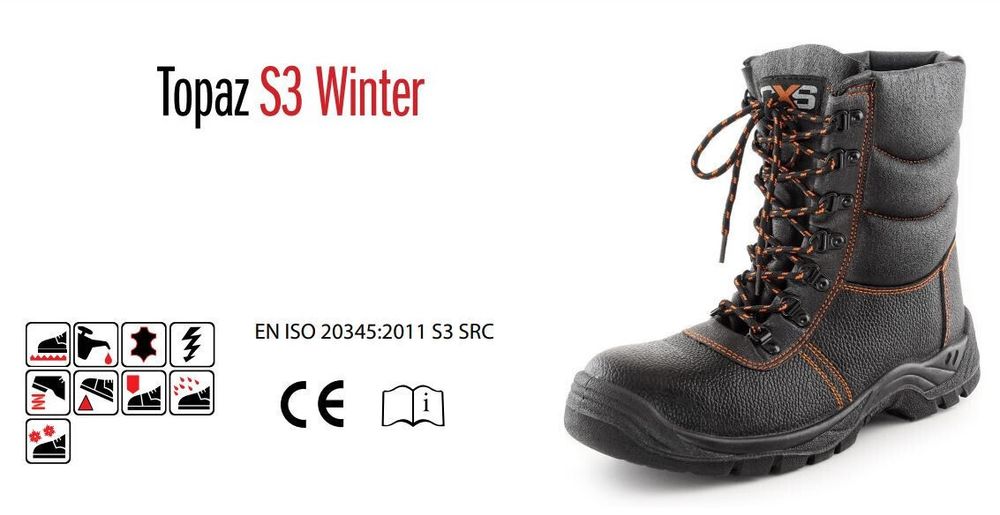 Ghete de iarnă CXS Topaz S3 piele cu vârf și talpă din oțel marimea 45