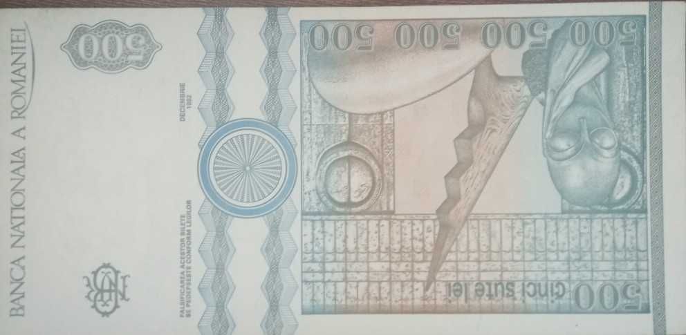 Bancnota 500 lei Brâncuși 1991 și 1992 stare perfectă