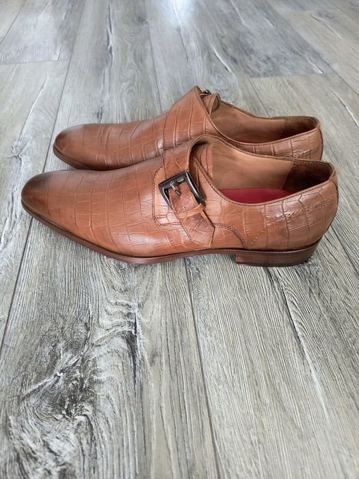 Pantofi din piele naturala cu cataramă culoare maro mărimea 42