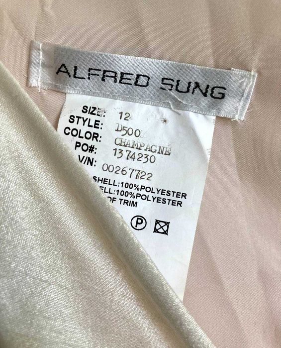 Коктейльное платье Alfred Sung цвета шампанского на торжество, скидка!