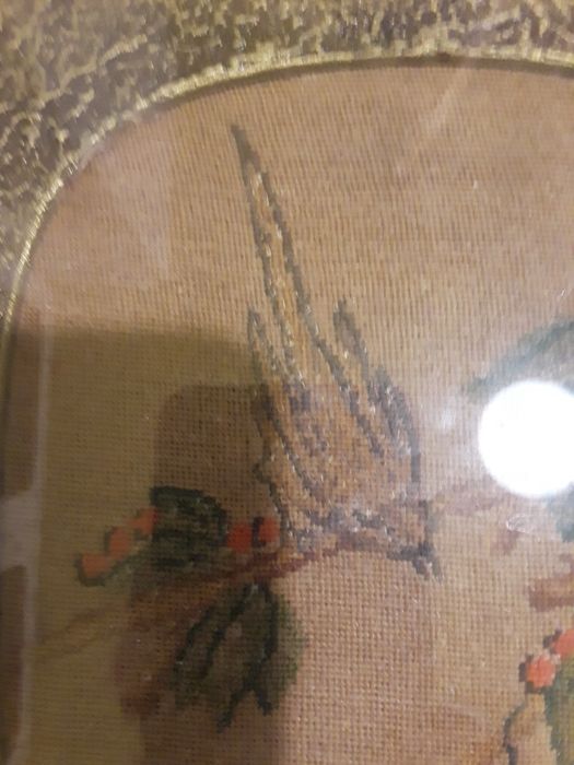 Goblen cusut manual si ramă,foarte vechi