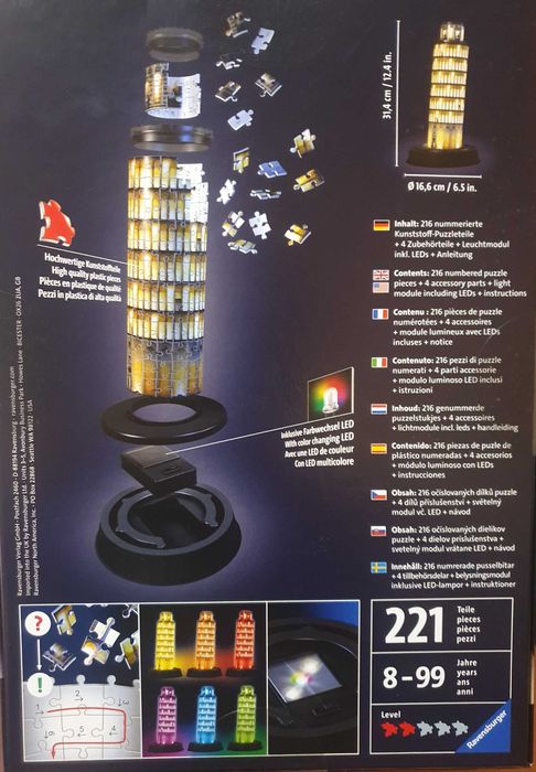 Ravensburger 3D Puzzle - Pisa Night Edition (LED)