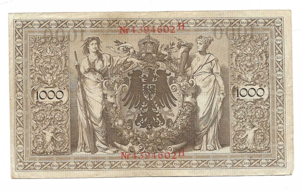 Super bancnota bancnote vechi Germania primul razboi mondial si perioada interbelica
