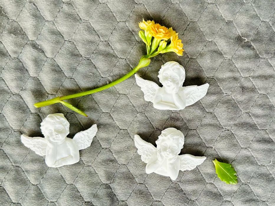 Подаръчета за гости  крила на ангел сърце от цветя от гипс ангелчета,