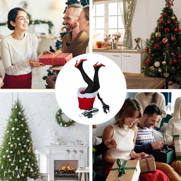 Коледна светеща декорация – Снежанка в чувала с движещи се крака