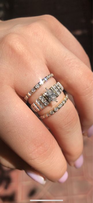 Крутая тройка! Золото с бриллиантами.  Большой бриллиант марикиза1,5к