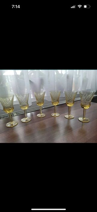 Set pahare cristal galben