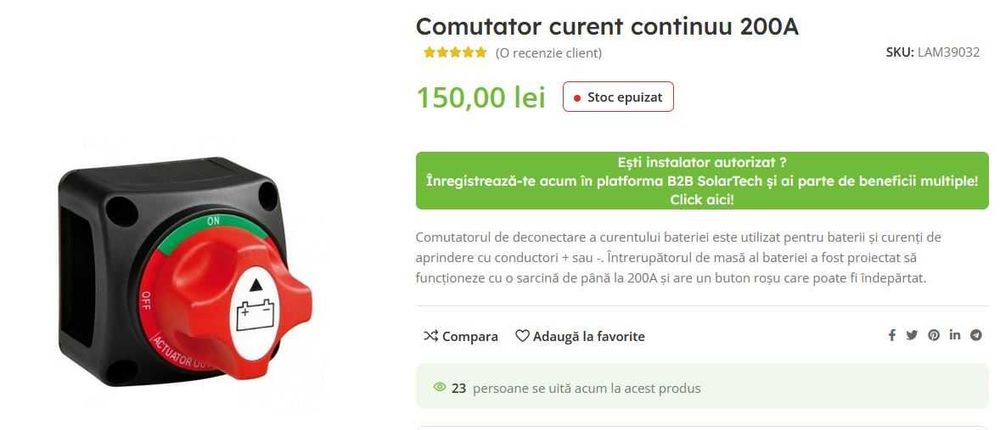 Comutator curent continuu 200A