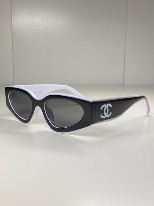 Ochelari de soare Chanel Cat Eye | alb-negru | accesorii incluse