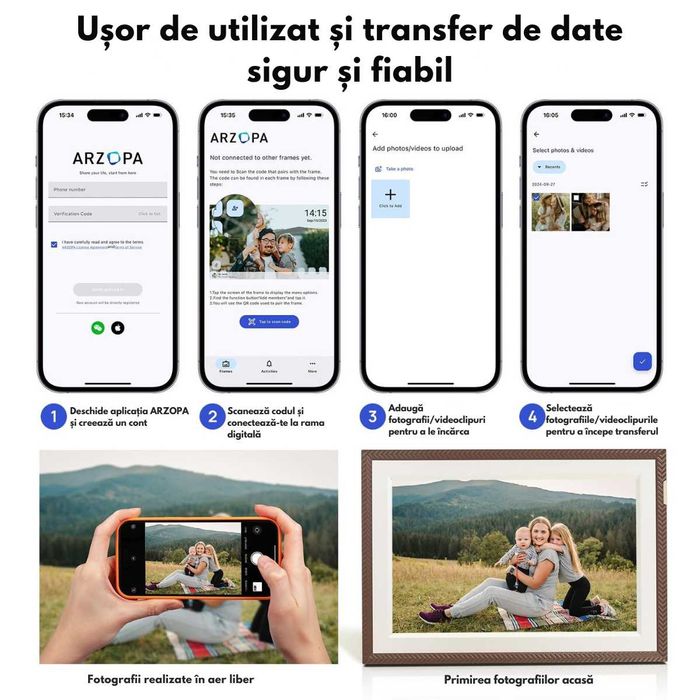 Rama Foto Digitala Wifi, Ecran IPS HD 10.1 inch, Memorie 32GB,Qova D10