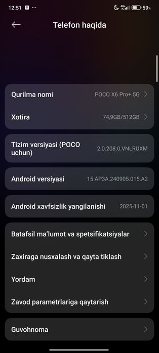 Pocco x6 pro 5g 1oy garantya